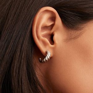 Silver Croissant Hoops